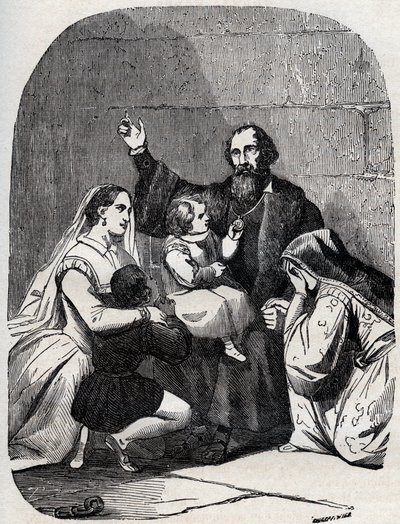 Sir Thomas More (Morus) (1478-1535) und seine Tochter Margaret und Kinder im Gefängnis von Unknown artist