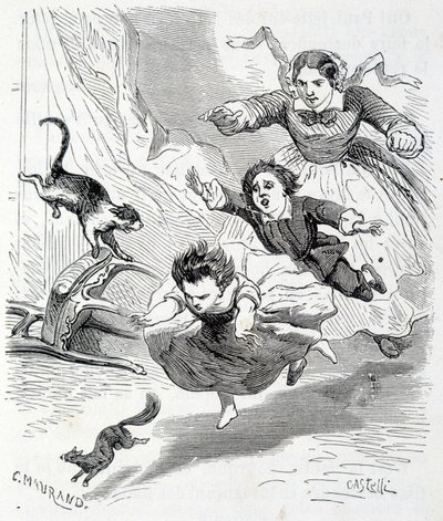 Sophie und das Eichhörnchen - in „Die Leiden der Sophie“ von der Gräfin von Ségur, Hachette von Unknown artist