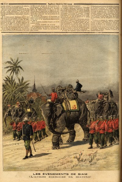 Die Armee von Siam (Thailand). Gravur in „Le petit journal“ 29/07/1893. Sammlung Selva von Unknown artist