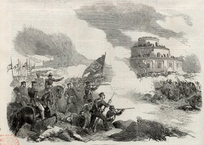 Die Schlacht von Monte Caseros im April 1852 - Aufstand von Justo José de Urquiza (1801-70) gegen den argentinischen Diktator Juan Manuel de Rosas (1793-1877) - Die Schlacht von Caseros am 3. Februar von Unknown artist