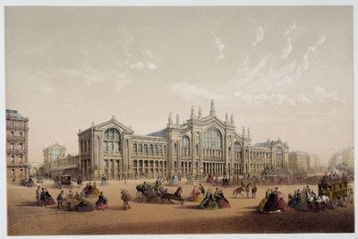Der Gare du Nord - Lithographie, 19. Jahrhundert von Unknown artist