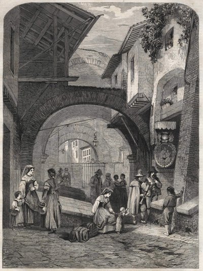Das Ghetto in Rom im 19. Jahrhundert, Gravur von Unknown artist