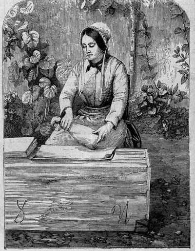 Das Abfüllen von Champagnerwein. Gravur von 1864 von Unknown artist
