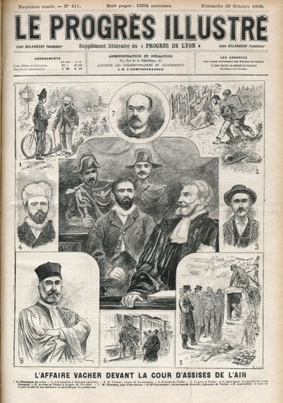 Der Fall Joseph Vacher „Hirtenmörder“ (1869-1898) vor dem Assisengericht von Ain - Titelblatt von „Der progressive-illustrierte“ vom 30. Oktober von Unknown artist