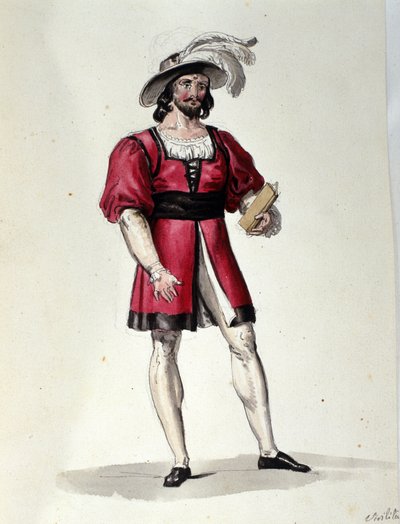 Die Figur, die die Virilität im Ballett „Il noce di Benevento“ des österreichischen Komponisten Franz Xaver Sussmayr (1766-1803) interpretiert. Illustration des 19. Jahrhunderts von Unknown artist