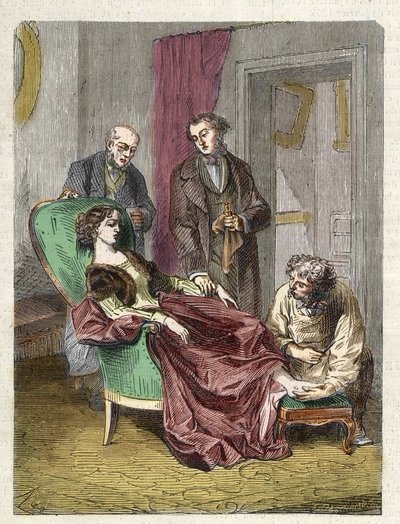 Der Tod von Hannah Greener durch Einatmen von zu viel Chloroform (Anästhesie) - 1848 - Hannah GREENER, ein 15-jähriges Mädchen, stirbt an einer Synkope während einer Chloroform-Anästhesie, die zur Operation eines eingewachsenen Nagels verabreicht wurde - G von Unknown artist