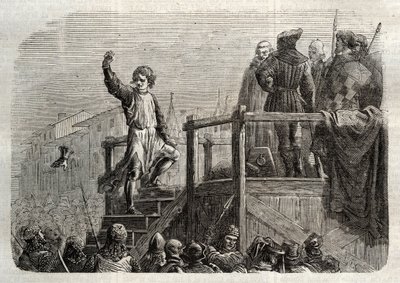 Die Hinrichtung von Conradin, König von Sizilien und Herzog von Schwaben (1252-1268) auf Befehl von Karl von Anjou nach der Schlacht von Tagliacozzo im Jahr 1268 von Unknown artist