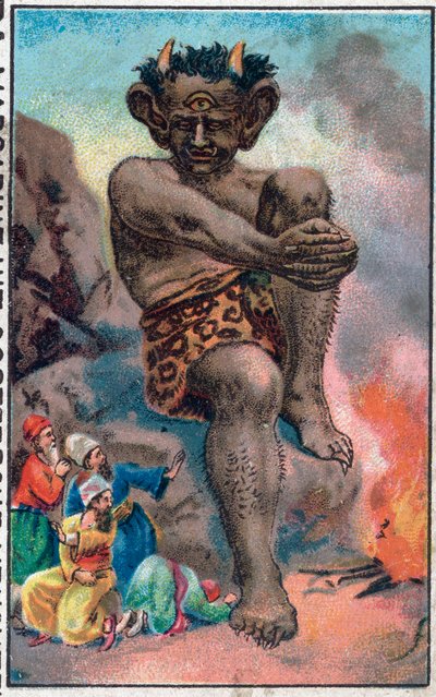 Der Riese. Die wunderbaren Abenteuer von Sindbad dem Seefahrer. Beliebte Geschichte aus 1001 Nacht. Chromolithographie aus dem späten 19. Jahrhundert. von Unknown artist