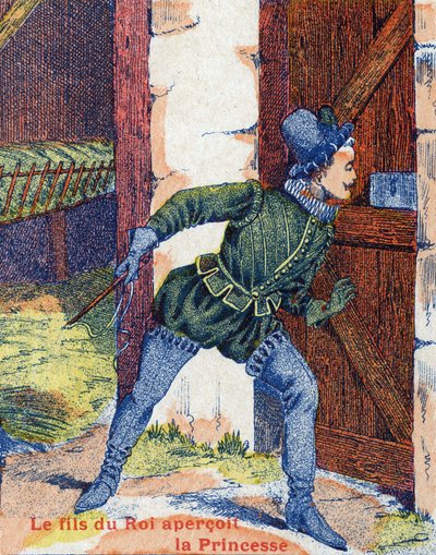 Der Königssohn sah die Prinzessin. Illustration zu „Eselshaut“ von Charles Perrault von Unknown artist