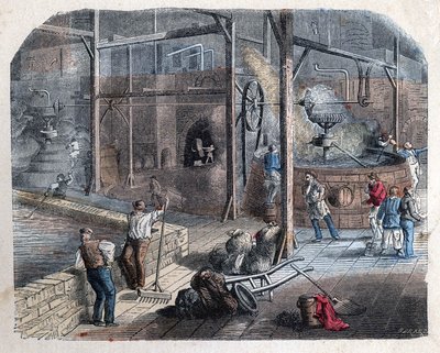 Die Herstellung von Bier. Illustration des 19. Jahrhunderts. Bianchetti-Sammlung von Unknown artist