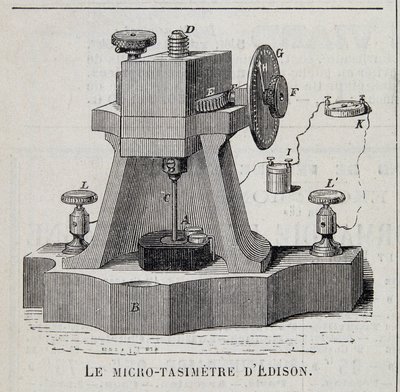 Das Mikro-Tasimeter von Edison - Gravur, Ende 19. Jahrhundert von Unknown artist