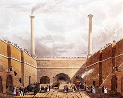 Die neue Eisenbahnlinie zwischen Manchester und Liverpool. Einweihung. Liverpool und Manchester Railway von Unknown artist