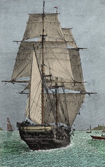 Das Schiff „Beagle“ (Expedition, an der Darwin als Naturforscher teilnahm) von Unknown artist