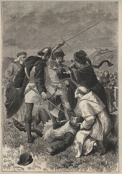 Die Verleumdung verschont von Rothsay - 19. Jahrhundert Illustration für den historischen Roman „Die schöne Maid von Perth oder Valentinstag“ von Walter Scott von Unknown artist