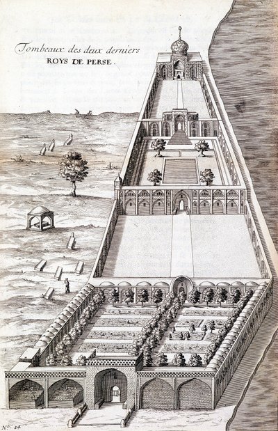 Gräber der letzten beiden Könige von Persien - in „Tagebuch der Reise des Ritters Chardin, Persien und Ostindien, über das Schwarze Meer und die Kolchis“ von Unknown artist