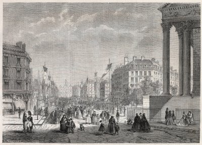 Transformationen von Paris unter dem Zweiten Kaiserreich, Paris Haussmann: Dekoration des Boulevard Malesherbes, am Tag seiner Einweihung am 13. August 1861 - Gravur in „Le Monde Illustré“ von Unknown artist