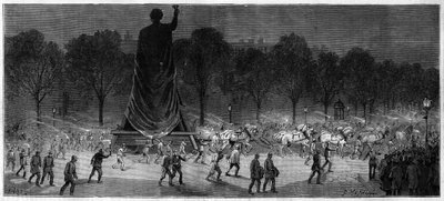 Transport der Statue der Republik (Marianne in Bronze, 9,50 m hoch) von den Werkstätten von Herrn Thiebaut zum Place de la Republique in Paris im Jahr 1883 von Unknown artist