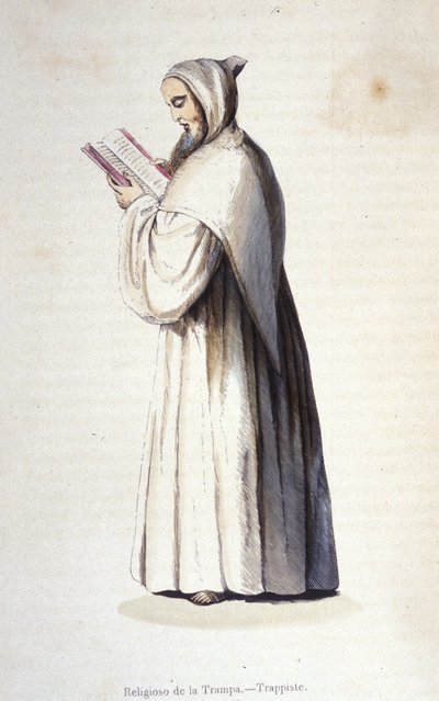 Trappistenmönch, Orden von Citeaux, der die reformierte Regel der Trappe befolgt, die 1664 von Rancé eingeführt wurde. Gravur aus dem 19. Jahrhundert von Unknown artist