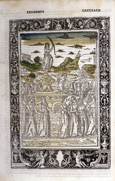 Triumph der Keuschheit von Petrarca (Francesco Petrarca). Miniatur von Unknown artist