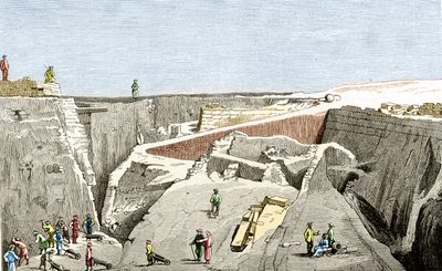 Troja-Ausgrabungen unter der Leitung von Heinrich Schliemann, 19. Jahrhundert von Unknown artist