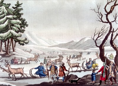 Tungusen, Sibirien. Zeichnung von Cartelli. Bibliothèque des arts décoratifs de Paris. „Le costume ancien et moderne“ von Unknown artist