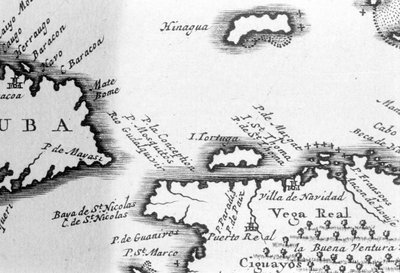 Turtle Island und Santo Domingo aus einer Karte des 17. Jahrhunderts von Pierre Vandier von Unknown artist
