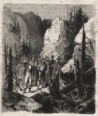 Tiroler Patriot Andreas Hofer (1767-1810) wird verhaftet - Gravur von 1879 in „Histoire des sociétés secrètes, politiques et religieuses“ von Pierre Zaccone (1817-1895) von Unknown artist