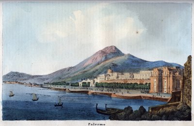 Ansicht von Palermo im 19. Jahrhundert - Gravur aus „Usi e Costumi di Tutti i Popoli dell