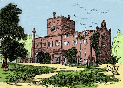 Ansicht der Abtei von Tavistock, Residenz von Francis Drake (1540-1596), Freibeuter und britischer Entdecker. Illustration aus dem 19. Jahrhundert. von Unknown artist
