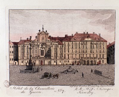 Ansicht des Hotels der Kriegs-Kanzlei in Wien. Österreich, Gravur von 1815, Privatsammlung von Unknown artist
