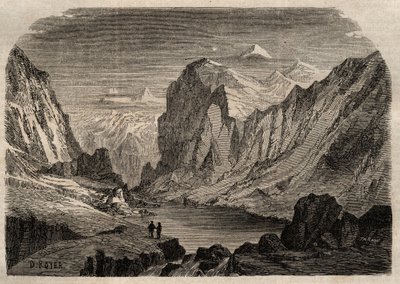 Ansicht des Landes Davos in der Schweiz im 19. Jahrhundert - Gravur in „Dictionnaire populaire illustrious“ - 1864 - von Joseph Decembre und Edmond Allonier - von Unknown artist