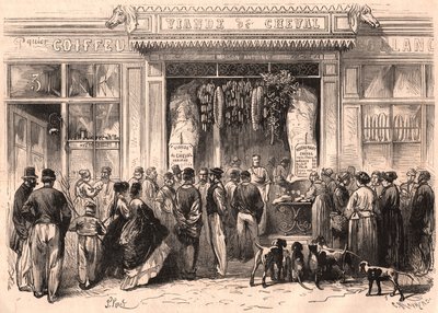 Ansicht der Vorderseite einer Pferdefleischmetzgerei in Paris, Frankreich von Unknown