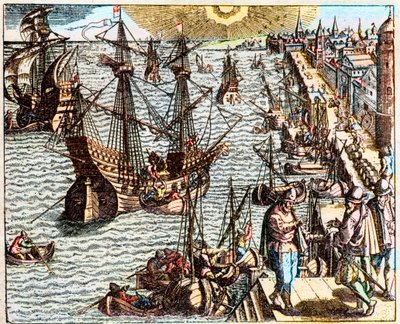 Ansicht des Hafens von Lissabon im 16. Jahrhundert von Unknown artist