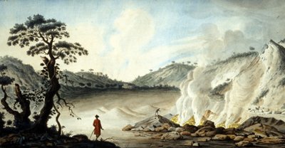 Ansicht der Solfatara, vulkanisches Gelände, das heiße Dämpfe und Schwefelgase ausstößt. Pozzuoli bei Neapel. 19. Jahrhundert von Unknown artist