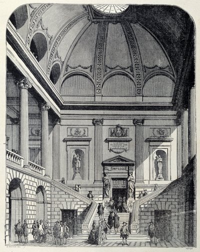 Ansicht des Vestibüls und der Treppe des Theaters von Bordeaux unter Ludwig XV. von Unknown artist