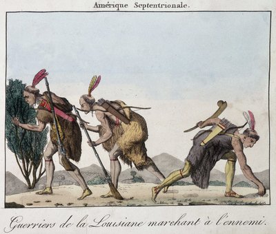 Krieger von Louisiana auf den Spuren des Feindes - Gravur von Unknown artist