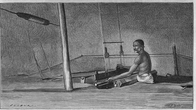 Weben in Indien: Der Webstuhl des Webers. von Unknown artist