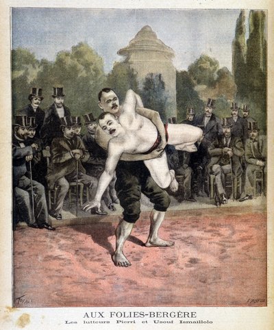Ringer Pierri und Ussouf Ismaillolo im Folies Bergère in Paris. In Le petit journal, am 31.03.1895. von Unknown artist