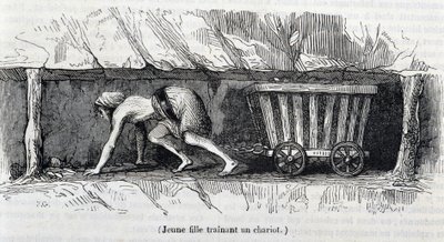 Junges Mädchen arbeitet in den Kohleminen in England von Unknown artist