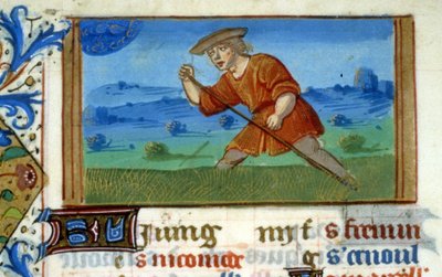 Zodiac Krebs und Gras mähen - Miniatur des Mittelalters (ref. 137, 048v): Genehmigungsantrag an die Stadtbibliothek Toulouse (tel: 05 62 27 66 66) von Unknown artist