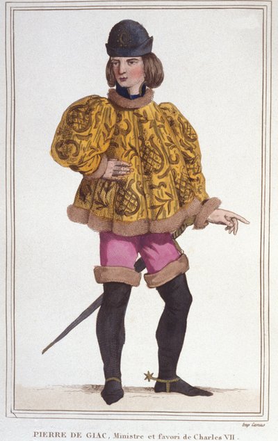 Porträt von Pierre de Giac, Favorit von Karl VII., Minister und Superintendent der Finanzen, Gravur von 1830 von Unknown artist