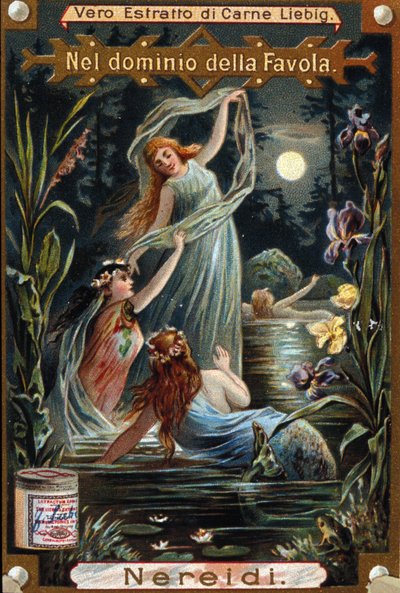 Darstellung von Nereiden, Meeresnymphen. Chromolithographie des 19. Jahrhunderts von Unknown artist