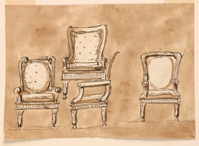 Zeichnung, Stühle, 1780–90 von Unknown artistUnknown artist