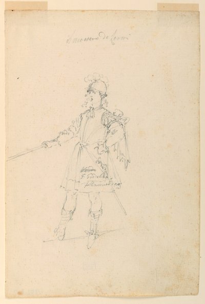 Kostümentwurf: Der Waffenmeister für ein Ballett, ca. 1720 von Unknown artistUnknown artist