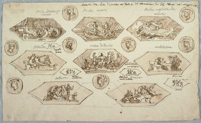 Zeichnung, Dekoration für die Decke eines Schlafzimmers in der Villa Aldini, Montmorency, 1813 von Unknown artistUnknown artist