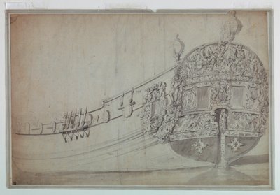Zeichnung, Dekoratives Design für das Heck eines Schiffes, ca. 1705 von Unknown artistUnknown artist
