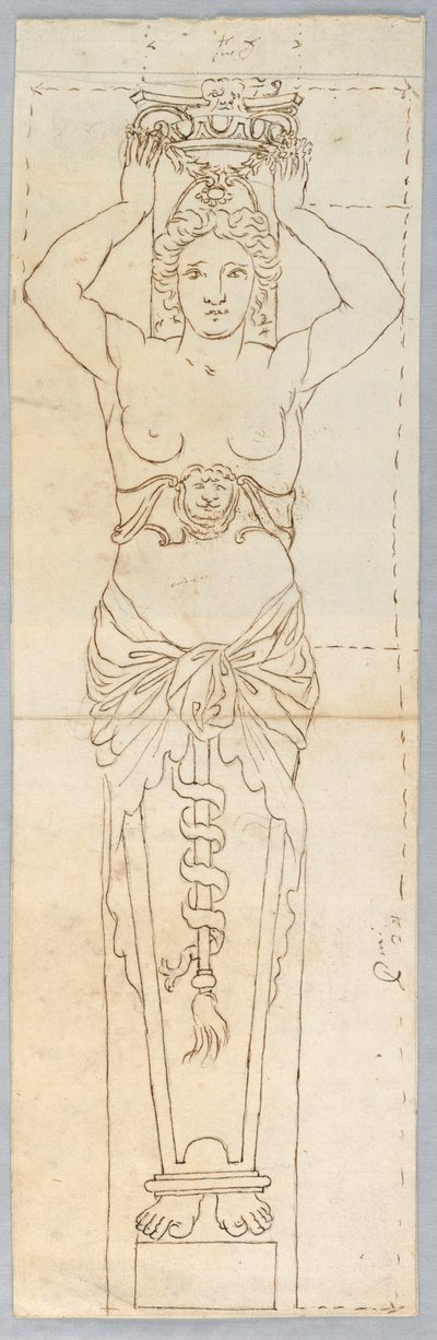 Zeichnung, Entwurf für eine Karyatide, 18. Jahrhundert von Unknown artistUnknown artist