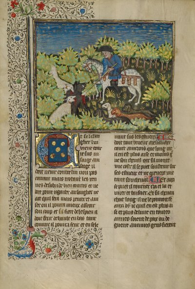 Ein Jäger und Hunde töten einen Wildschwein von Unknown artist