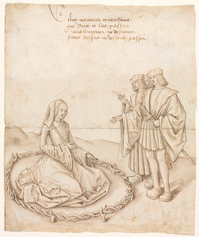 Eine Dame mit drei Freiern von Unknown artist