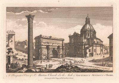 Eine perspektivische Ansicht der St. Martins Kirche und des Bogens von Septimius Severus in Rom von Unknown artist